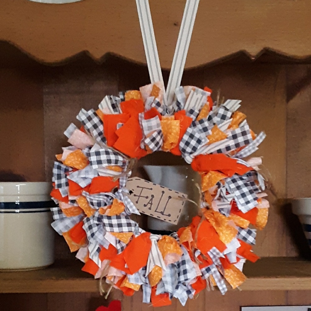 Fall Rag Wreath With Hangtag